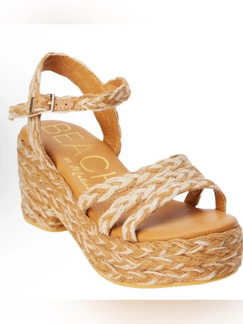 Beach by MUK LUKS Tan Braided Espadrille Wedge Sandals